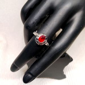 Sterling silver lab Made ruby ring